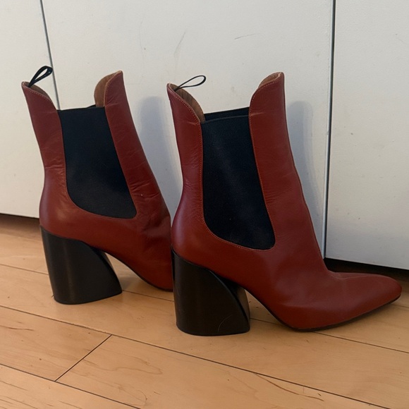 Chloe Women's Leather Ankle Boots with Chunky Heel size 39 - Picture 5 of 7